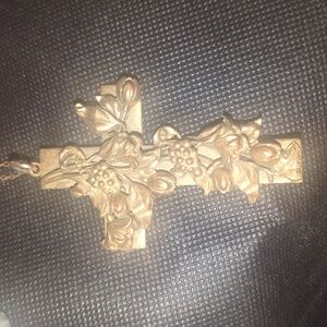 Vintage Grapevine Cross Pendant Necklace – Large 2.5” Religious Statement Piece